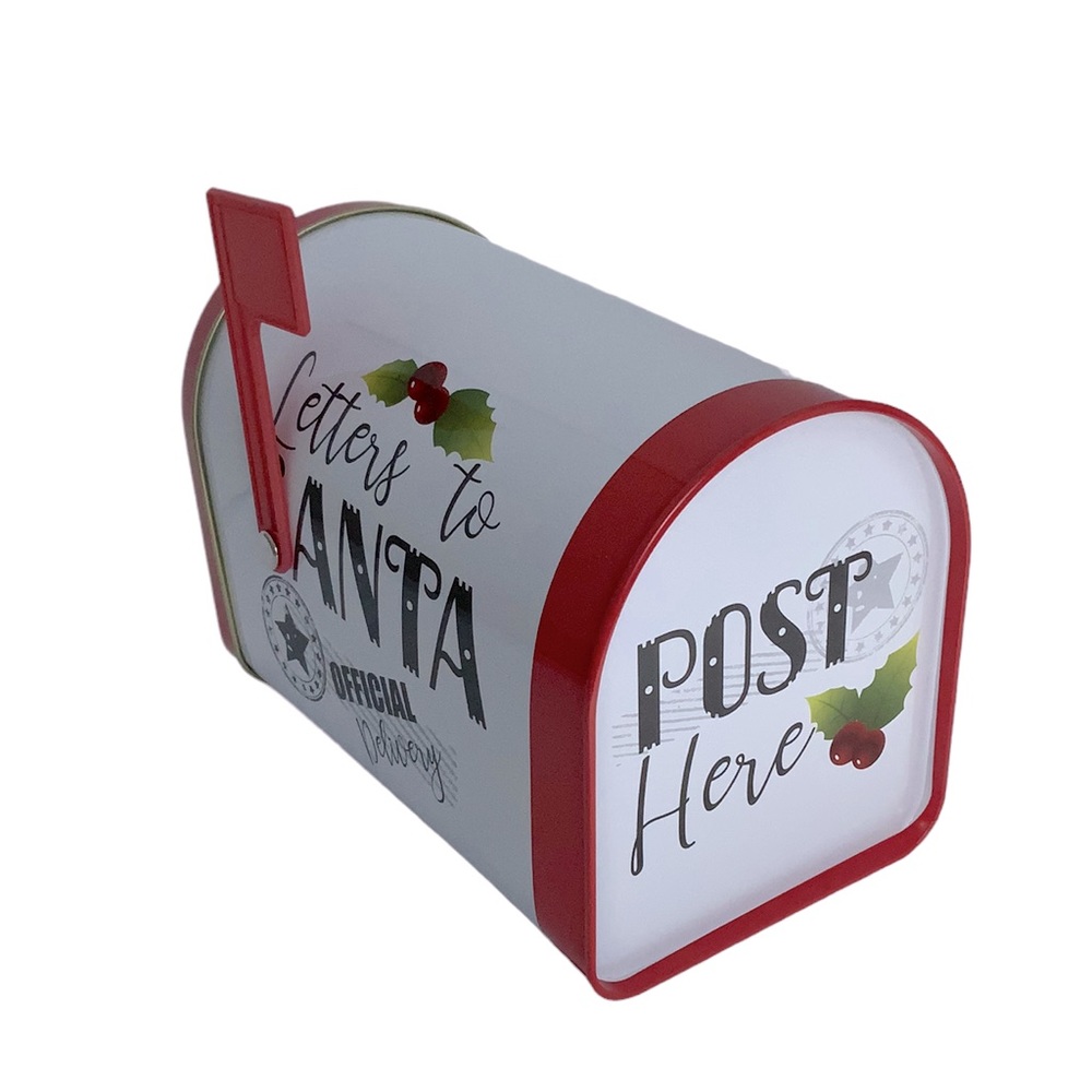 Letters to Santa Christmas Tin Tabletop Mailbox Decoration Red Official Delivery - Picture 6 of 11